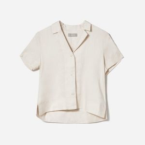 Everlane Linen notch shirt, ivory, size 6